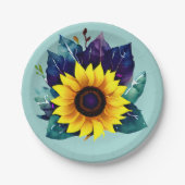 Schöner Single Open Sunflower Pappteller (Vorderseite)