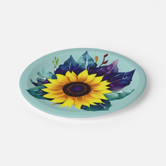 Schöner Single Open Sunflower Pappteller (Schrägansicht)