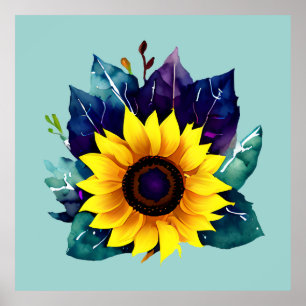 Schöner Single Open Sunflower Poster