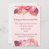 Schöner Single Pink Rose Einladung (Rückseite)