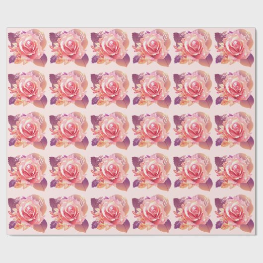 Schöner Single Pink Rose Geschenkpapier (Flach)