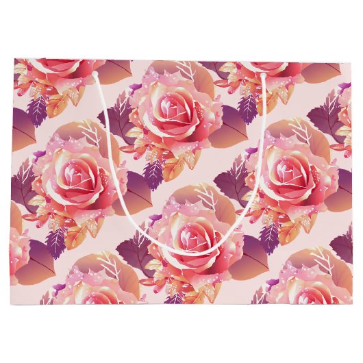 Schöner Single Pink Rose Große Geschenktüte (Rückseite)