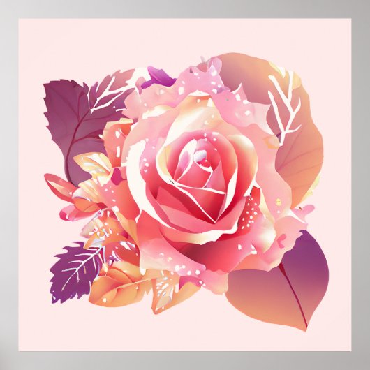 Schöner Single Pink Rose Poster (Vorne)