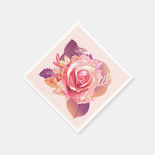 Schöner Single Pink Rose Serviette (Ecke)