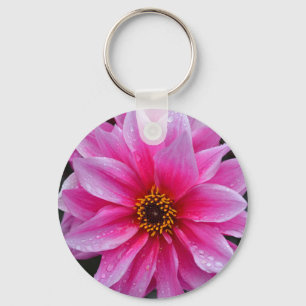 Schöner Single Rosa Dahlia Blume Schlüsselanhänger
