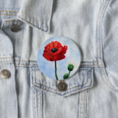 Schöner Sinnesrote Mohnblumen-Aquarellkunst Button (Beispiel)