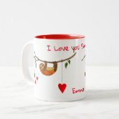 Schöner Sloth Valentine's Day Zwei-Tone-Kaffee Zweifarbige Tasse (Vorderseite Links)