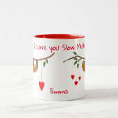 Schöner Sloth Valentine's Day Zwei-Tone-Kaffee Zweifarbige Tasse (Mittel)