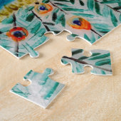 Schöner Smaragdgrün, türkisfarbener Pfau Puzzle (Seite)