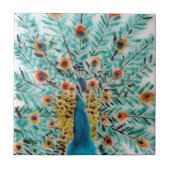 Schöner Smaragdgrün-und Türkis-Pfau Fliese (Vorderseite)