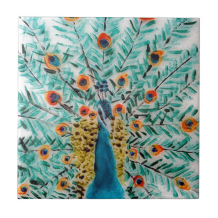 Schöner Smaragdgrün-und Türkis-Pfau Fliese