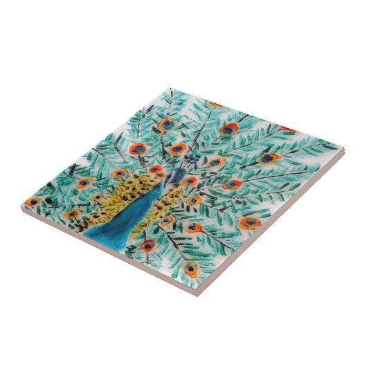 Schöner Smaragdgrün-und Türkis-Pfau Fliese (Seite)