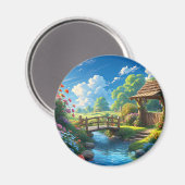 Schöner Sommer, bunte Illustration, Magnet (Vorderseite/Rückseite)