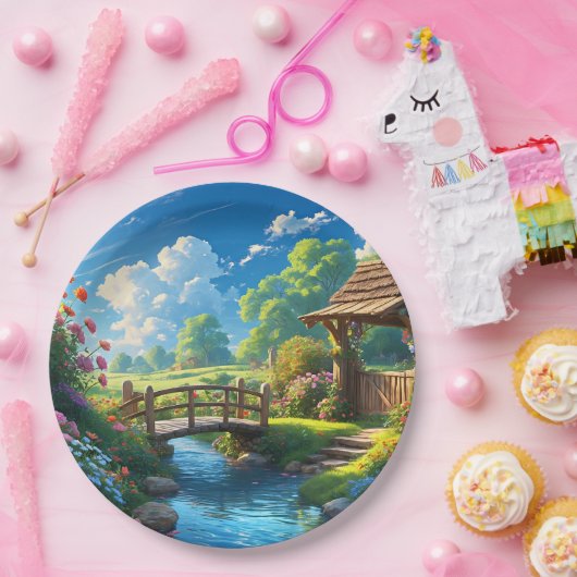 Schöner Sommer, bunte Illustration, Pappteller (Party)