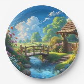 Schöner Sommer, bunte Illustration, Pappteller (Vorderseite)