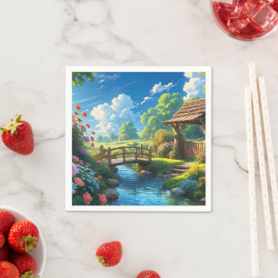 Schöner Sommer, bunte Illustration, Serviette