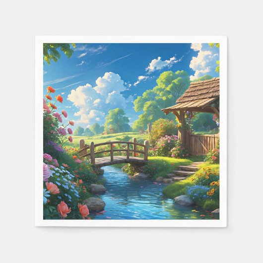 Schöner Sommer, bunte Illustration, Serviette (Vorderseite)