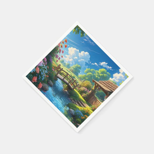 Schöner Sommer, bunte Illustration, Serviette (Ecke)