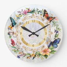 Schöner Sommer-Schmetterling-Blumen-Uhr