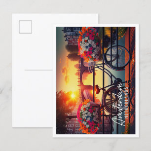 Schöner Sommer Sonnenaufgang Amsterdam Niederlande Postkarte