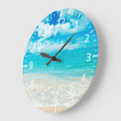 Schöner Sommer-Strand Große Wanduhr (Winkel)