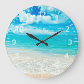 Schöner Sommer-Strand Große Wanduhr (Vorderseite)