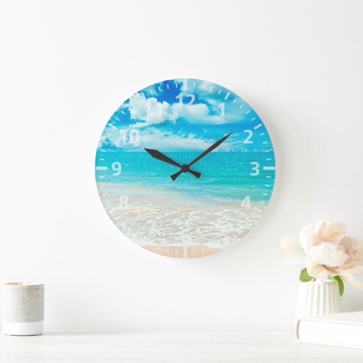 Schöner Sommer-Strand Große Wanduhr (Zuhause)