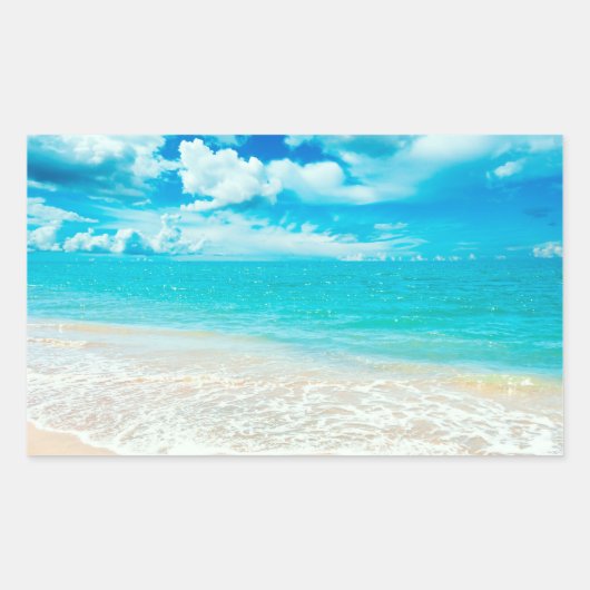 Schöner Sommer-Strand Rechteckiger Aufkleber (Vorderseite)