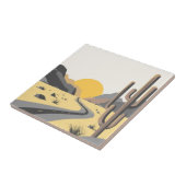 Schöner Sonnenaufgang der Wüste mit Bergsicht Fliese (Seite)