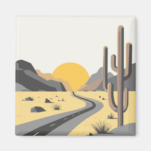 Schöner Sonnenaufgang der Wüste mit Bergsicht Magnet