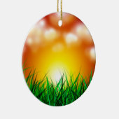 Schöner Sonnenaufgang über einem Grasfeld Keramik Ornament (Rechts)