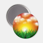 Schöner Sonnenaufgang über einem Grasfeld Magnet (Vorderseite/Rückseite)