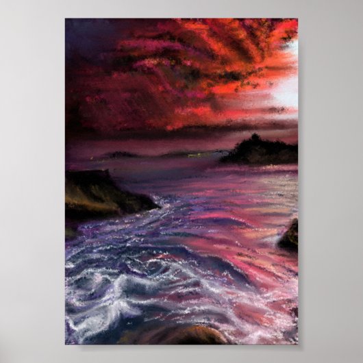 Schöner Sonnenuntergang am Meer - Abstraktes Origi Poster (Vorne)
