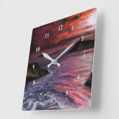 Schöner Sonnenuntergang am Meer - Abstraktes Origi Quadratische Wanduhr (Winkel)