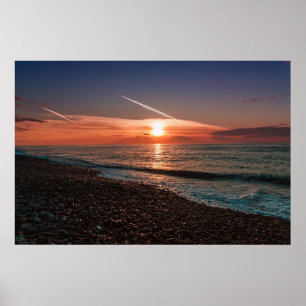 Schöner Sonnenuntergang am Meer. Batumi Georgia Poster