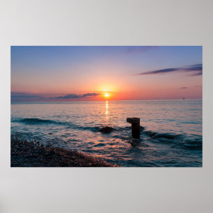 Schöner Sonnenuntergang am Meer. Batumi Georgia Poster