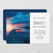 Schöner Sonnenuntergang am ruhigen Birthday Lake Einladung (Vorne/Hinten)