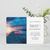 Schöner Sonnenuntergang am ruhigen Birthday Lake Einladung (Stehend Vorderseite)