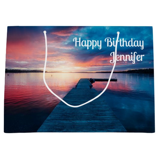 Schöner Sonnenuntergang am ruhigen Birthday Lake Große Geschenktüte (Vorderseite)