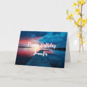 Schöner Sonnenuntergang am ruhigen Birthday Lake Karte (Gelbe Blume)