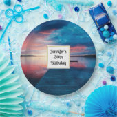 Schöner Sonnenuntergang am ruhigen Birthday Lake Pappteller (Party)