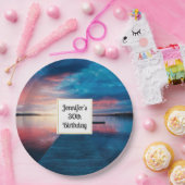 Schöner Sonnenuntergang am ruhigen Birthday Lake Pappteller (Party)