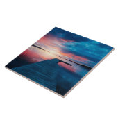 Schöner Sonnenuntergang am ruhigen See Fliese (Seite)