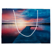 Schöner Sonnenuntergang am ruhigen See Große Geschenktüte (Rückseite)