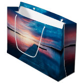 Schöner Sonnenuntergang am ruhigen See Große Geschenktüte (Vorderseite Schrägansicht)