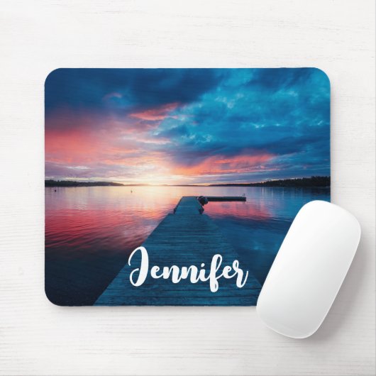 Schöner Sonnenuntergang am ruhigen See Mousepad (Mit Mouse)