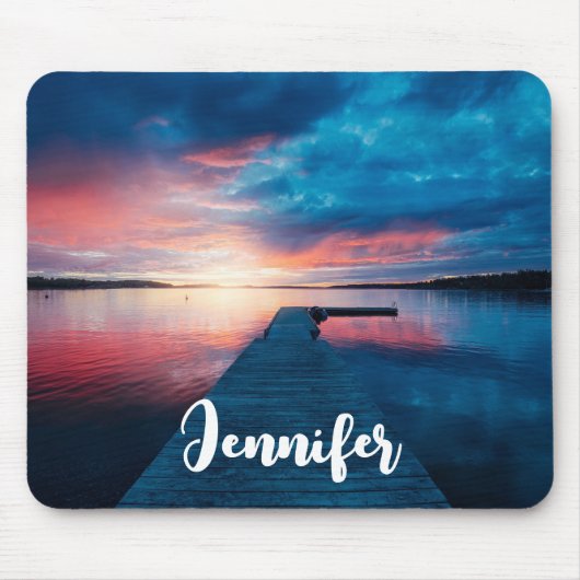 Schöner Sonnenuntergang am ruhigen See Mousepad (Vorne)