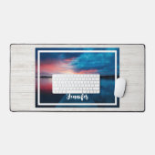 Schöner Sonnenuntergang am ruhigen See Schreibtischunterlage (Tastatur & Maus)