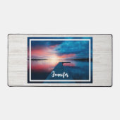 Schöner Sonnenuntergang am ruhigen See Schreibtischunterlage (Vorderseite)