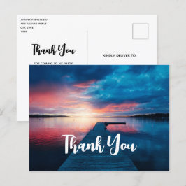 Schöner Sonnenuntergang am ruhigen See Vielen Dank Postkarte